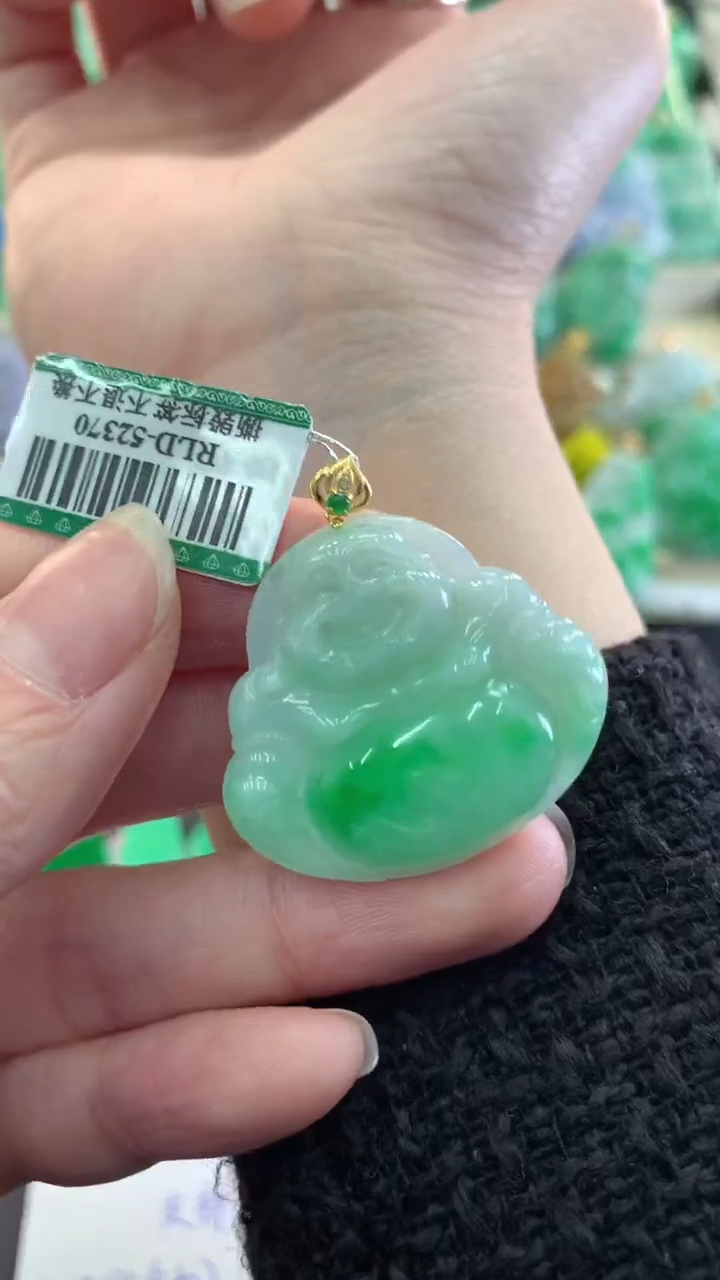 【闪购商品】翡翠吊坠(不含链)18K金镶嵌挂件