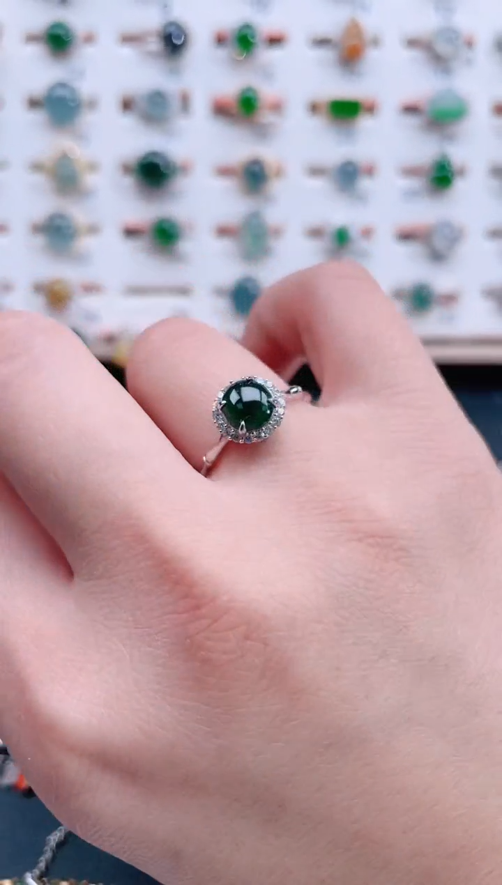 银S925镶嵌戒指翡翠天然翡翠