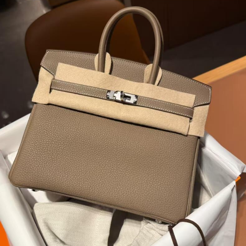99新 Hermes/爱马仕 小花6枫Birkin 25 大象灰 Togo皮 Z刻 银扣 