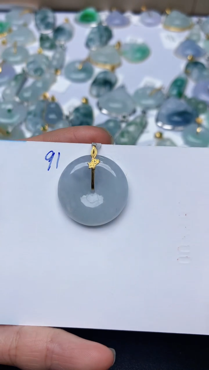 【闪购商品】翡翠颈饰18K金镶嵌天然翡翠A货  