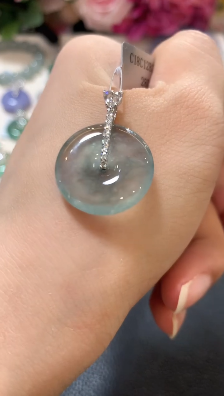 吊坠(不含链)18K金镶嵌翡翠z19  