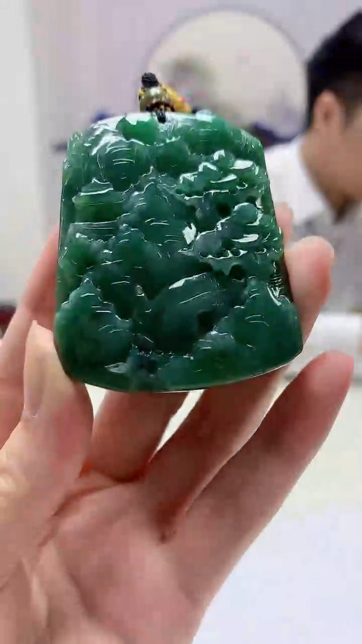 【闪购商品】定制翡翠未镶嵌5028zm-毛货挂件22山水