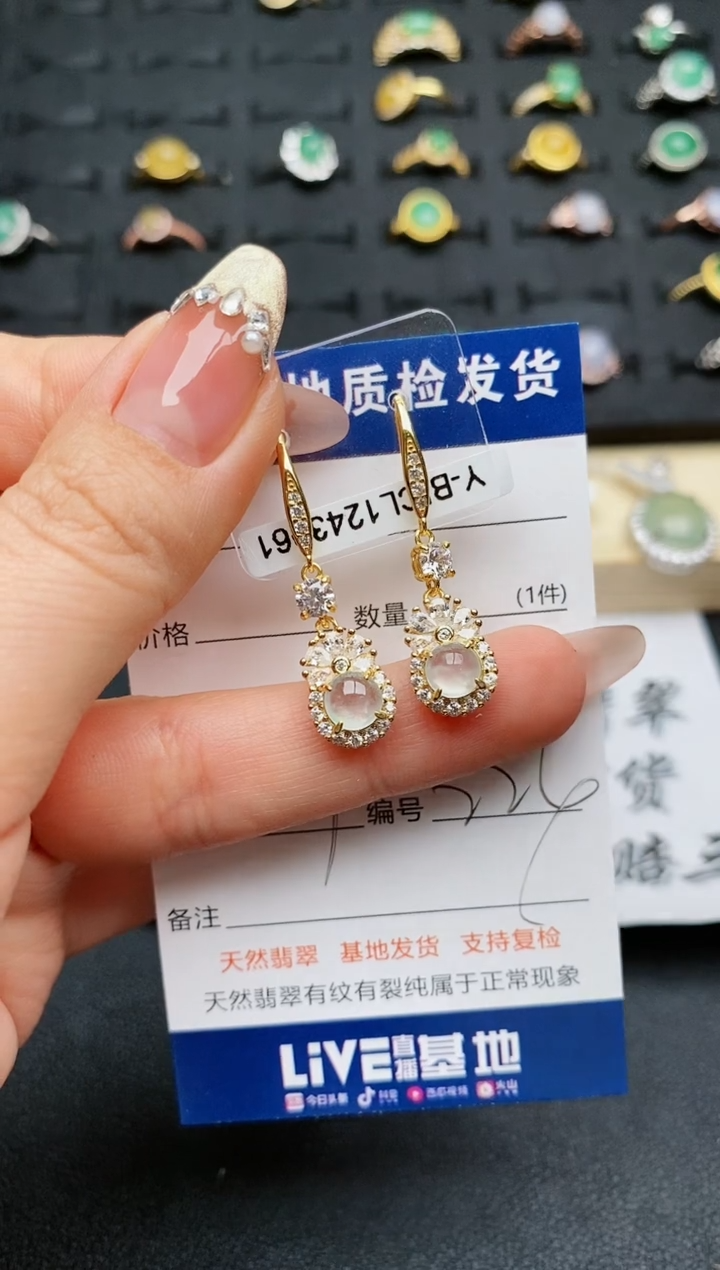 【闪购商品】翡翠耳饰银S925镶嵌...........