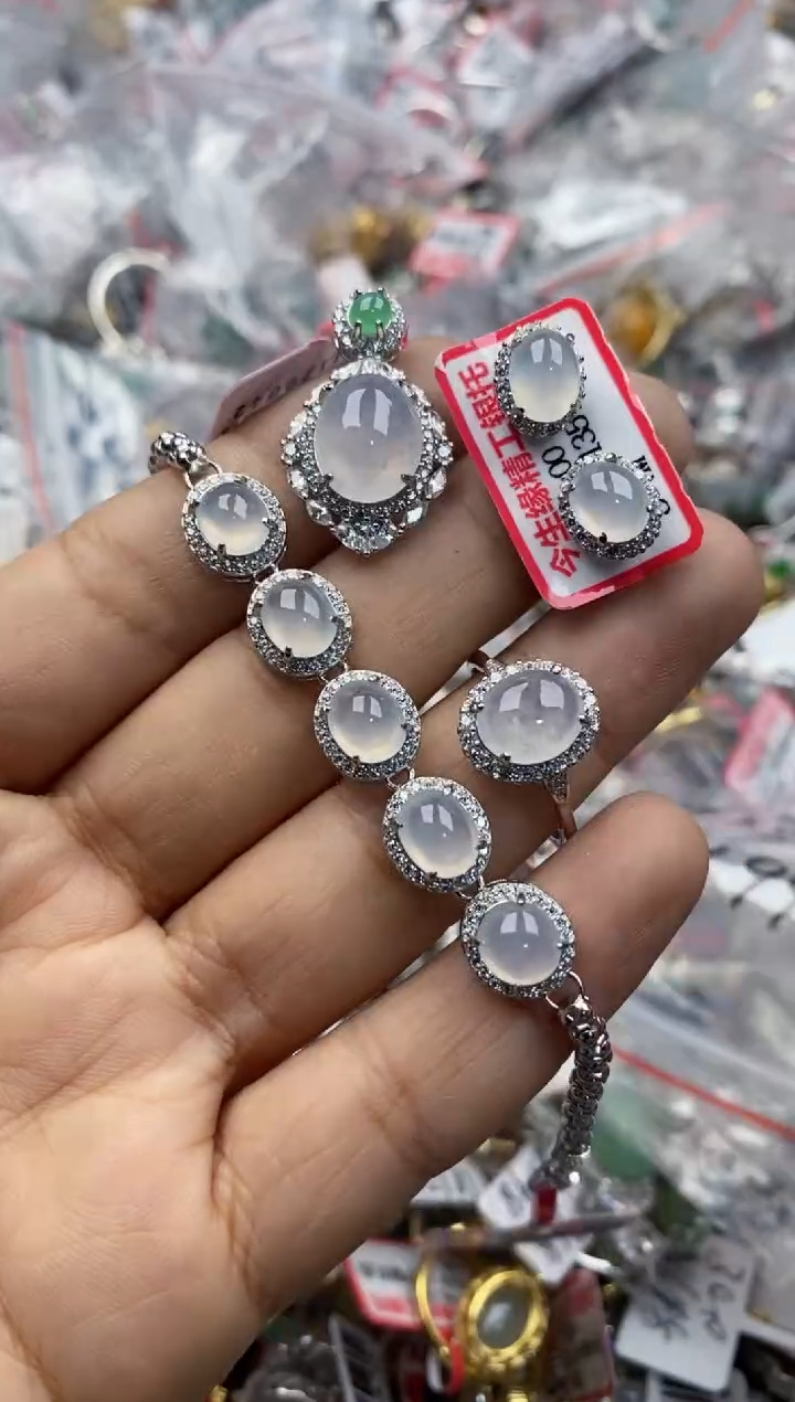 银S925镶嵌戒指翡翠101010---w