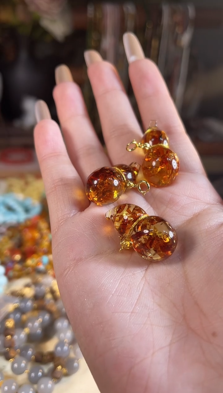 【闪购商品】琥珀（花珀）吊坠(不含链)银S925镶嵌多样性发货其一