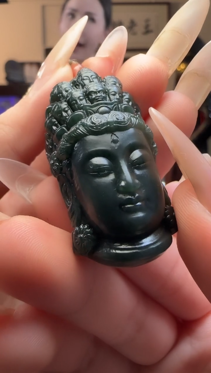 【闪购商品】和田玉青玉观音首未镶嵌吊坠