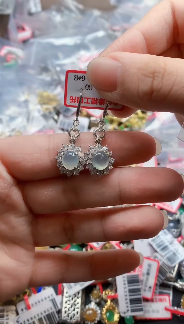 银S925镶嵌戒指翡翠天然A货缅甸翡翠