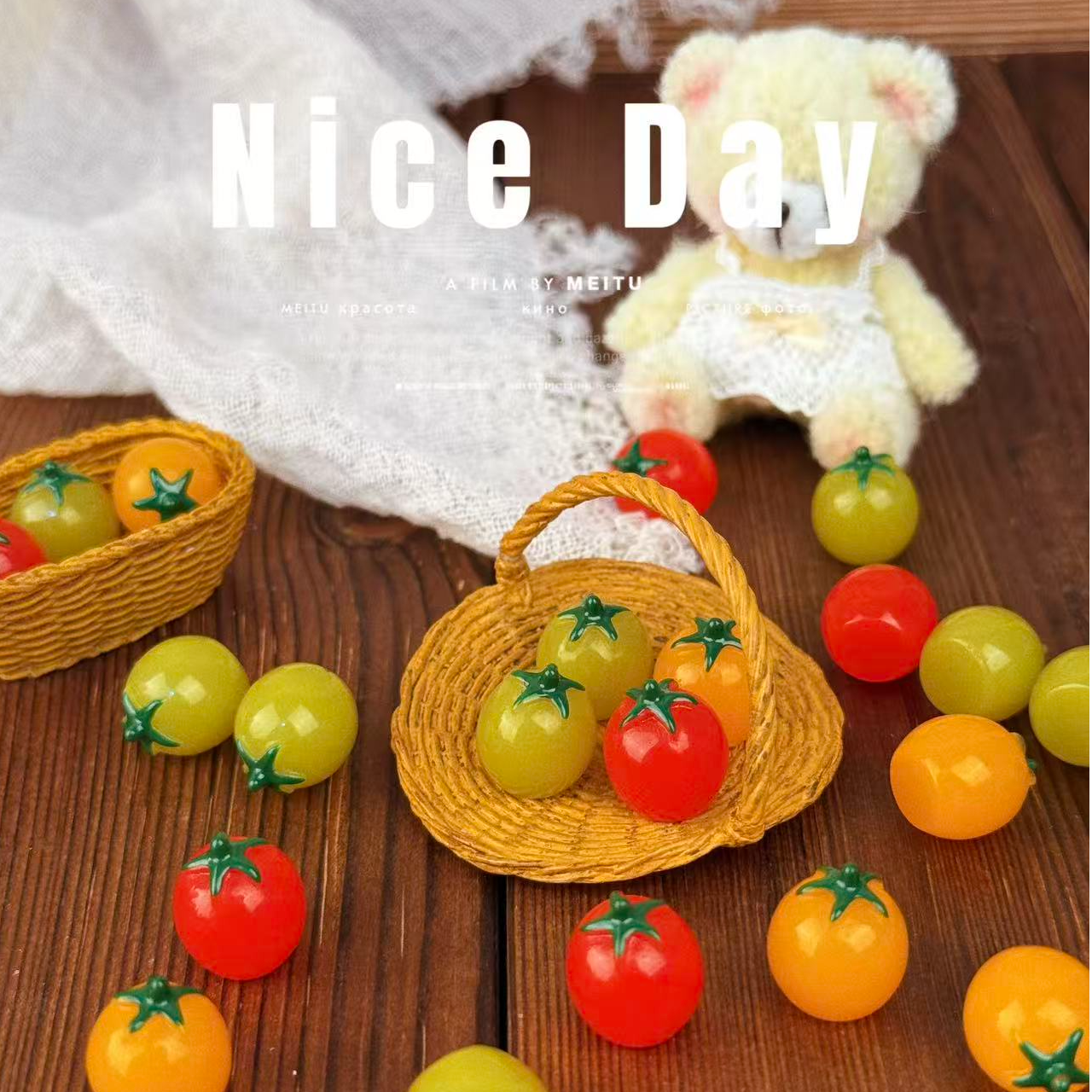 预售[开芯定制迷你手绘圣女果 高品树脂仿真食玩树脂配件手机饰品