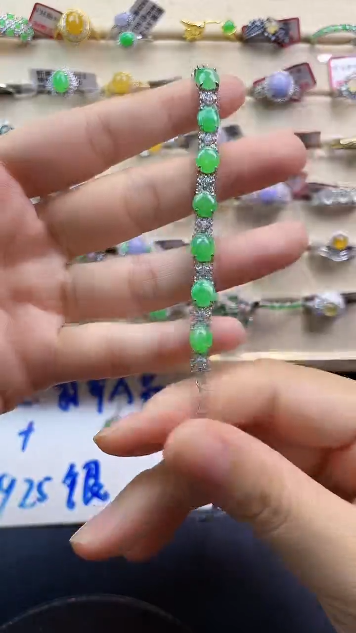 银S925镶嵌戒指翡翠翡翠 蛋面 银S925镶嵌