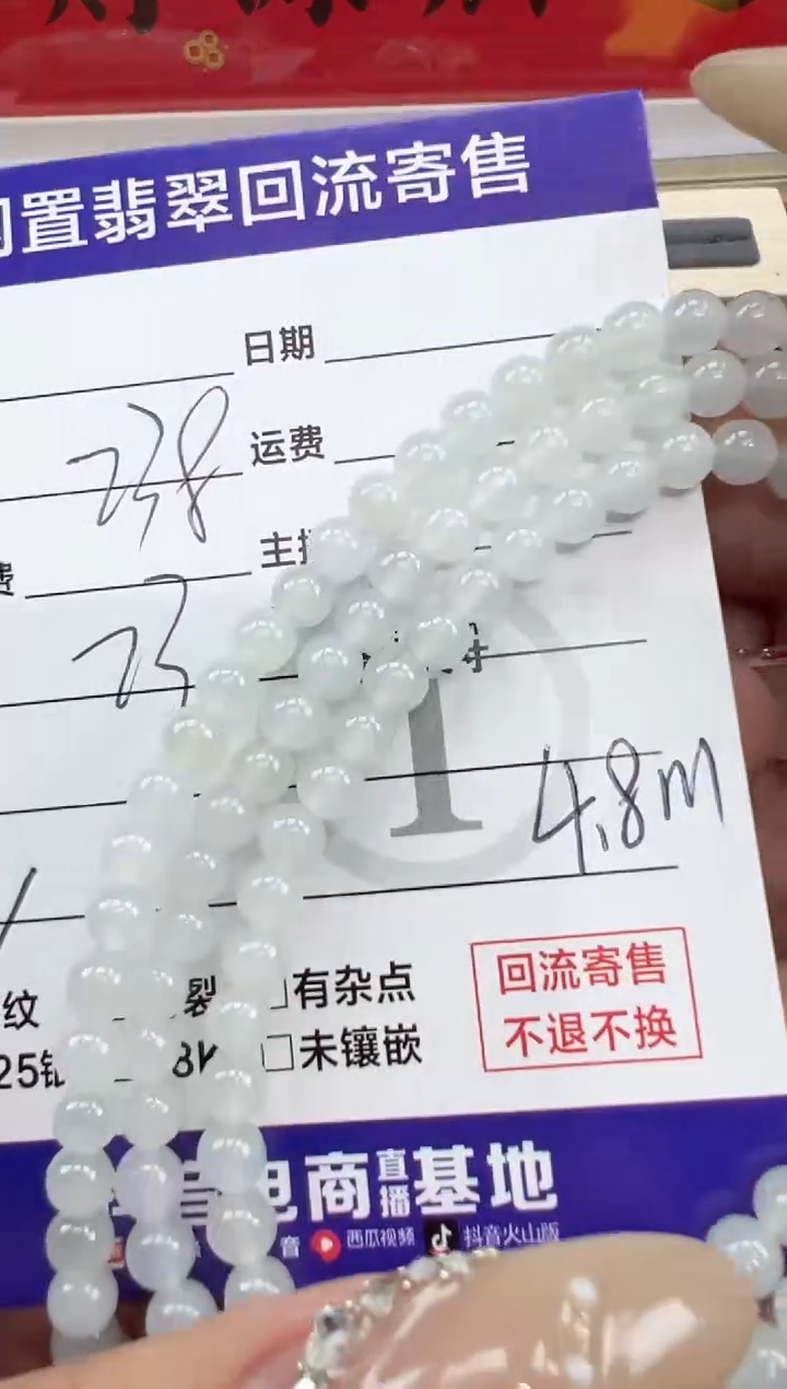 【闪购商品】翡翠手串未镶嵌白月光长串-4376