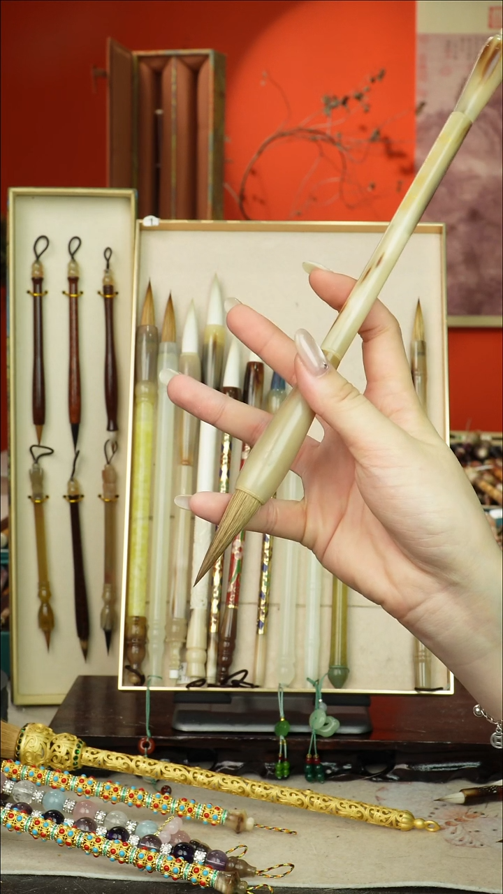 26号闪孤品高货毛笔链接 清水试笔 蘸墨不退