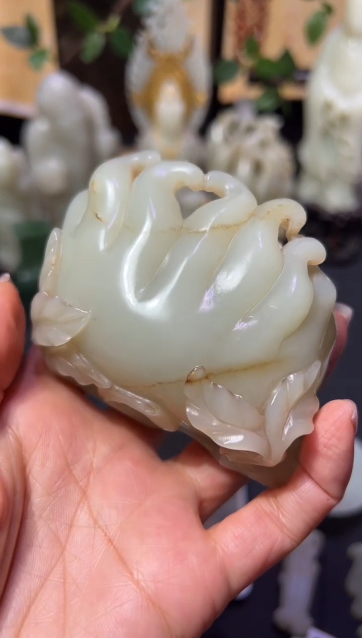 【闪购商品】和田玉山西文物商店佛手花插