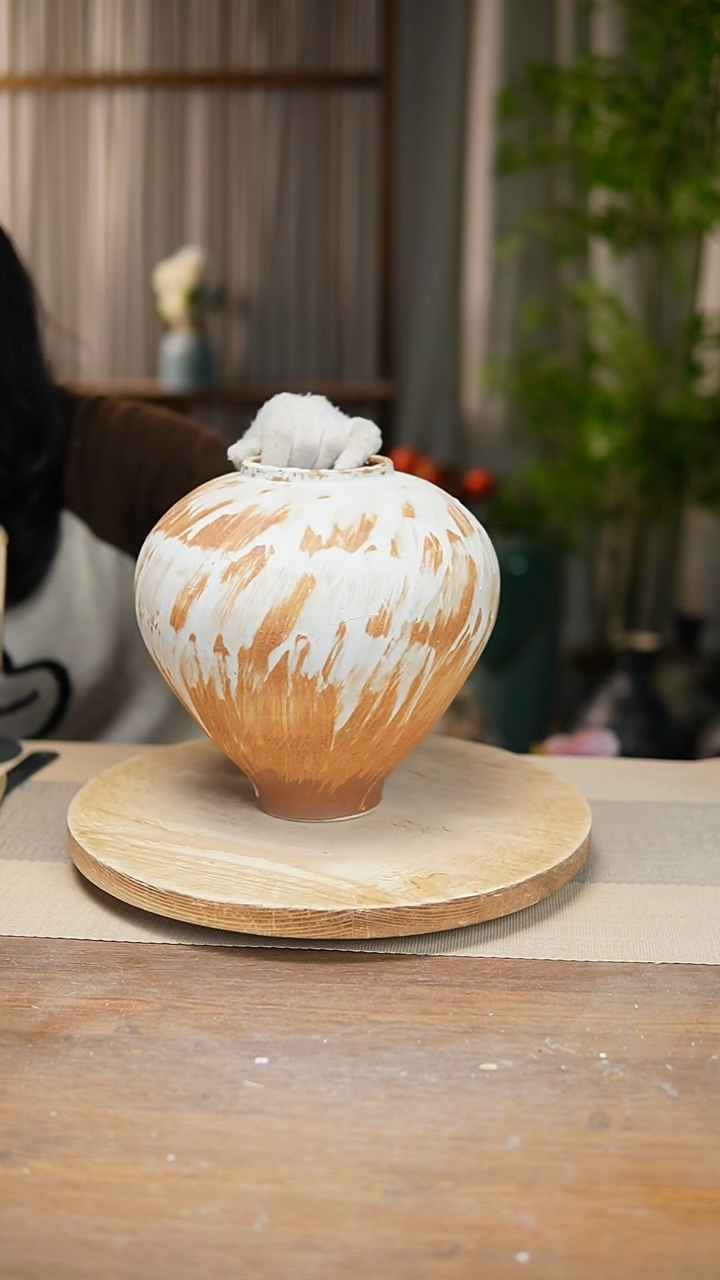 【闪购商品】陶瓷  花器诧寂黄月亮罐