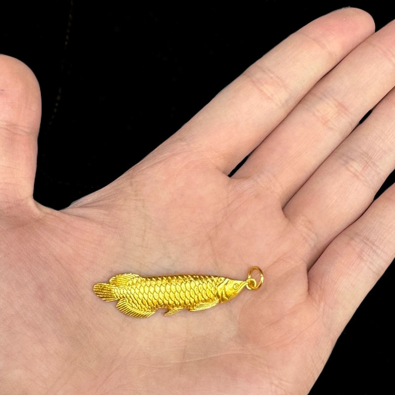 宫廷古法传承年年有余金龙鱼磨砂吊坠A26-07