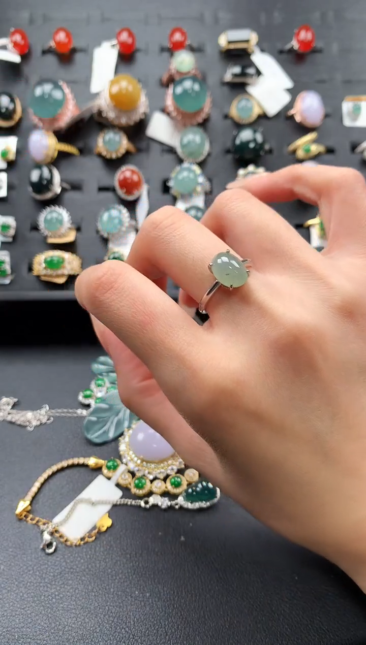 【闪购商品】翡翠戒指银S925镶嵌436436543