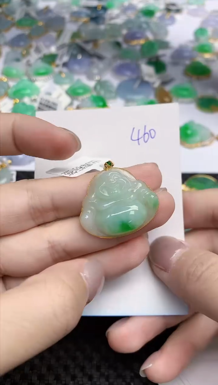 【闪购商品】翡翠颈饰18K金镶嵌天然翡翠A货