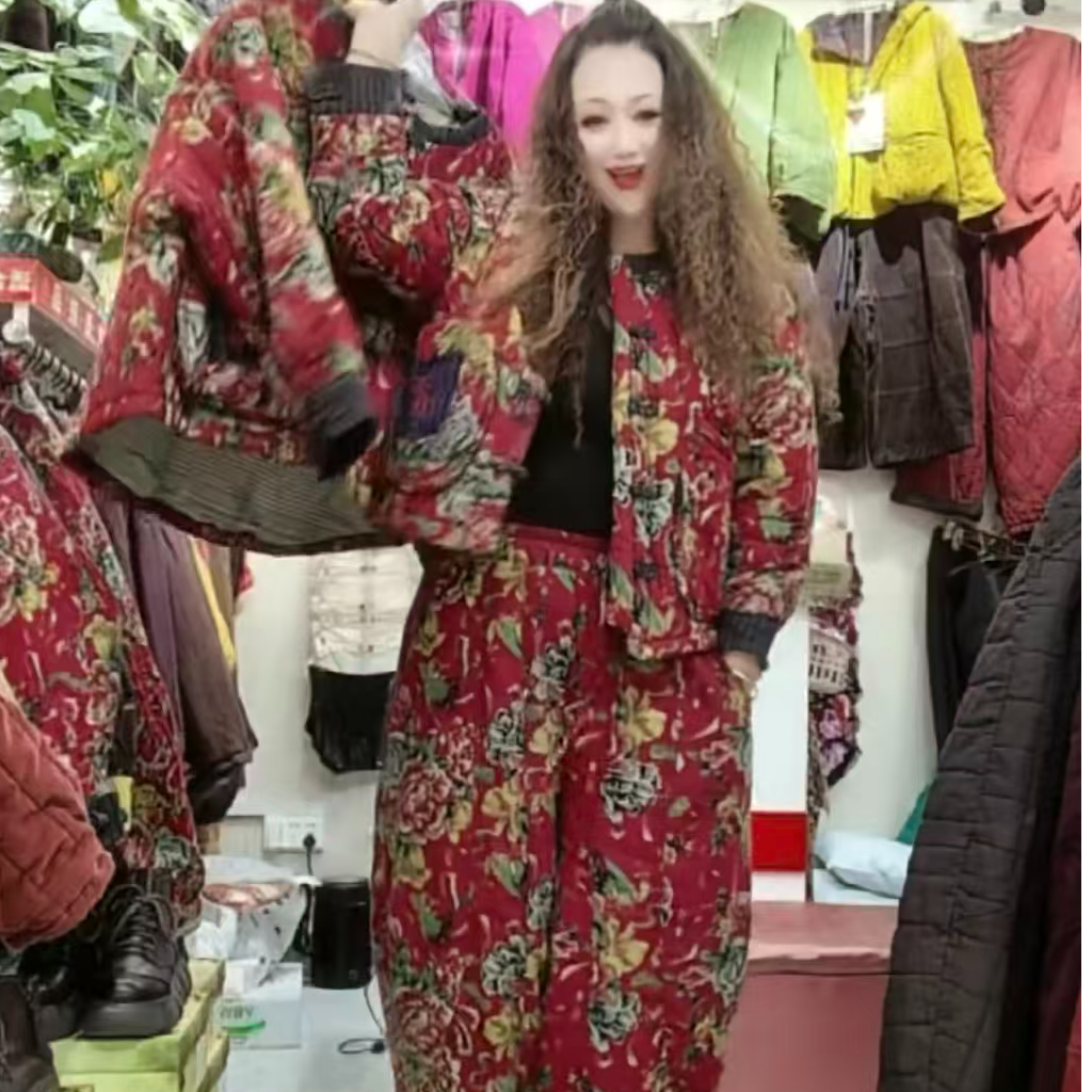 【依然美】经典东北大花亲肤舒暖复古棉麻暖暖女神套装更新款2