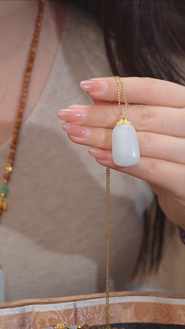 【闪购商品】和田玉吊坠不含链18K金镶嵌（二）@@W9263