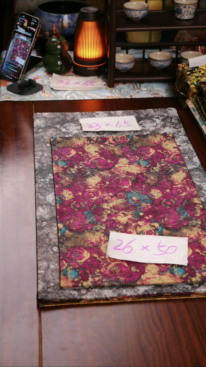 【鎏金玫瑰紫灰双面】中国风干泡织锦茶席26*50