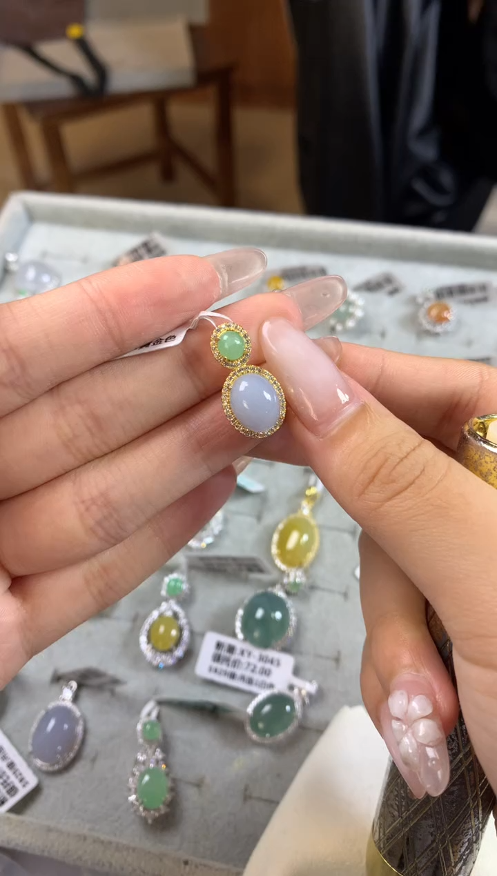 银S925镶嵌戒指翡翠吊坠