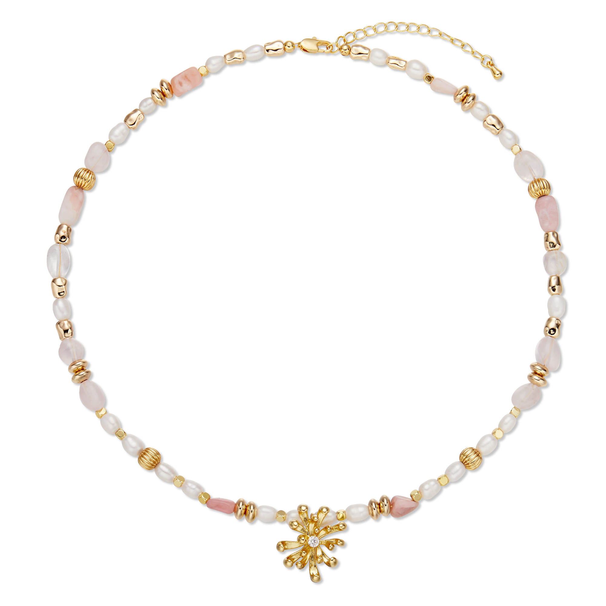 MAKIIMAKII 铜合金仿珍珠项链 蟹爪菊天然混石珍珠项链小众时尚