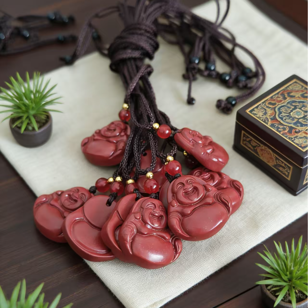 含辰砂工艺品天然朱砂弥勒佛笑佛公吊坠男女时尚百搭送礼饰品挂件