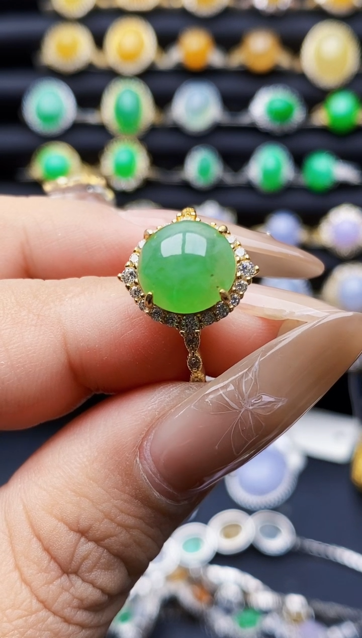 银S925镶嵌戒指翡翠4359