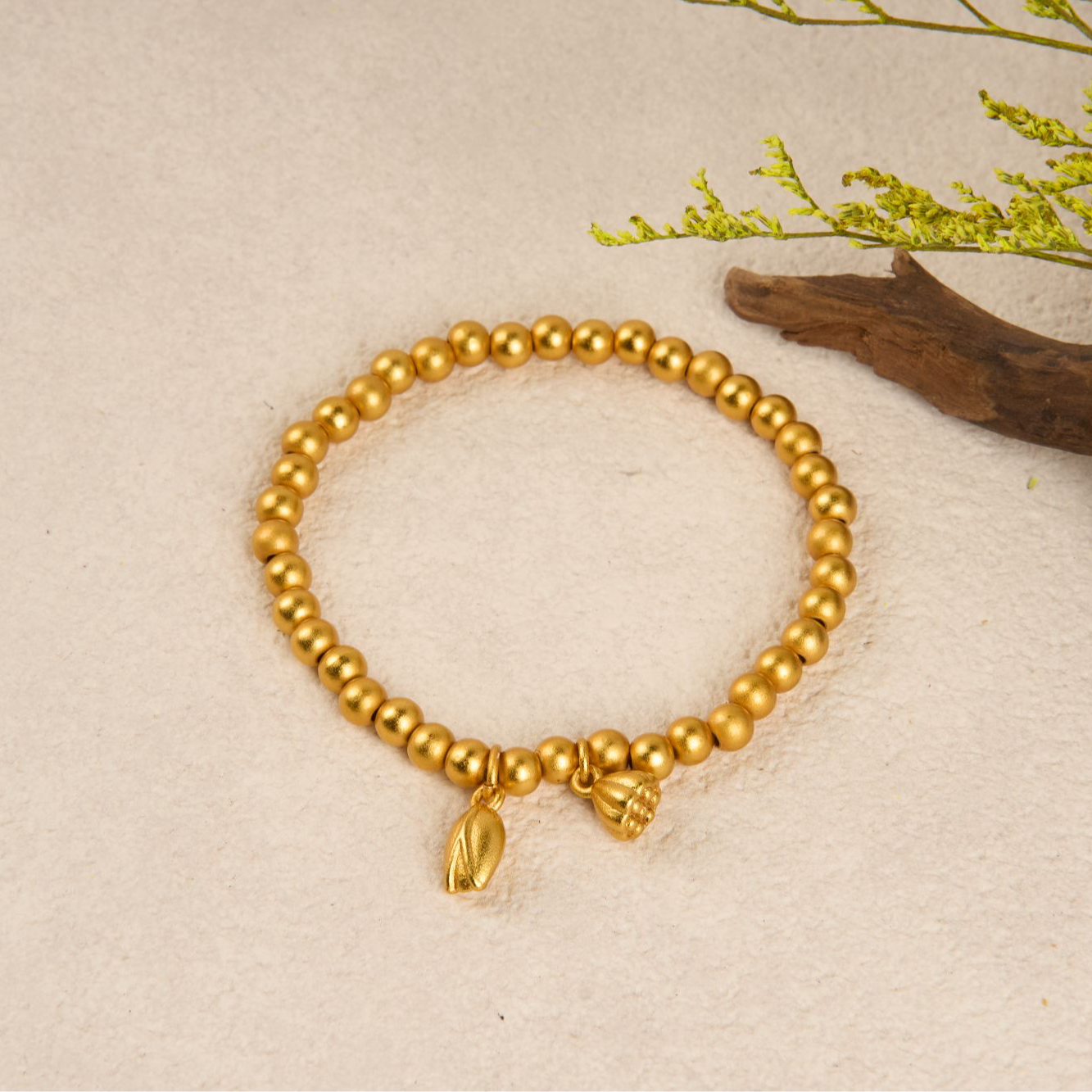 【云总甄选】K黄色简单大气两世欢莲蓬手链【SCL10】