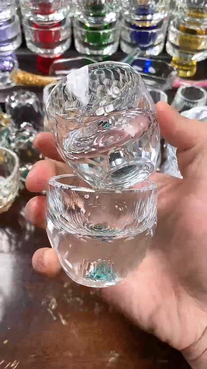 【闪购商品】玺宴新款水晶大多面茶碗绿松石2个装