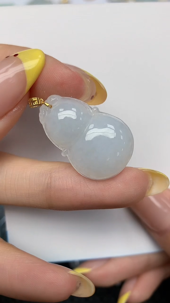 翡翠18K金镶嵌项链天然翡翠A货