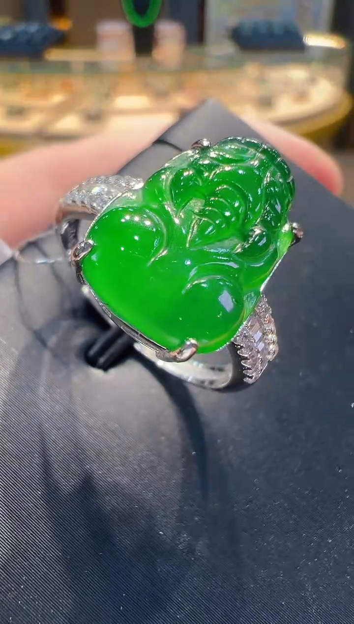 翡翠戒指银S925镶嵌多样性发其一