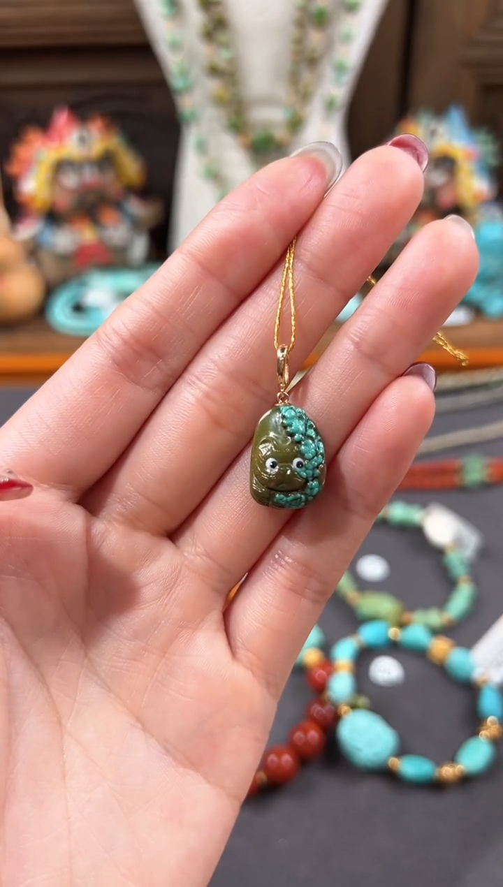 【闪购商品】绿松石颈饰18K金镶嵌绿松石吊坠