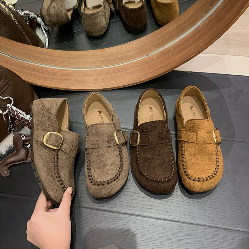 勃肯鞋女平底秋季新款复古一脚蹬懒人勃肯豆豆鞋S1202