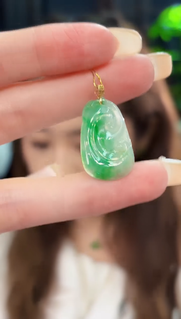 翡翠18K金镶嵌颈饰 缅料A货/支持复检/一件