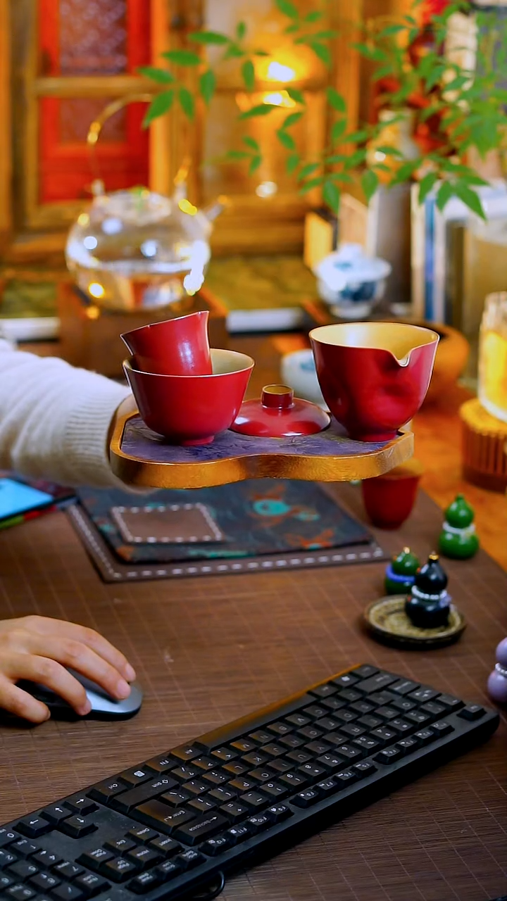 宫墙红花口杯旅行套装