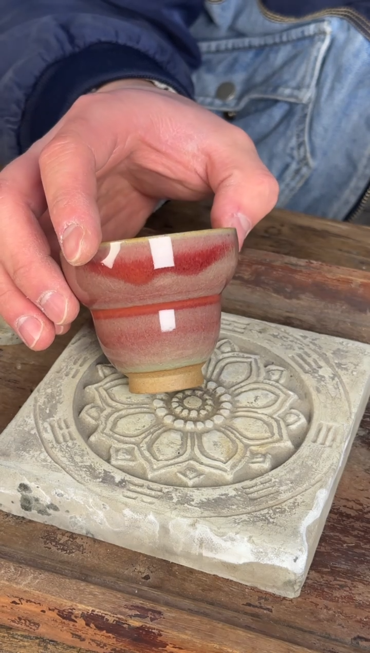 平阳窑手作钧青釉葫芦杯