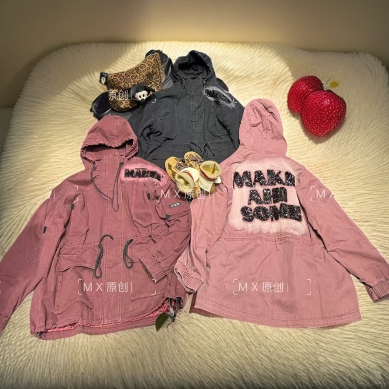 MX81198亮片字母连帽棉服秋冬洋气外套