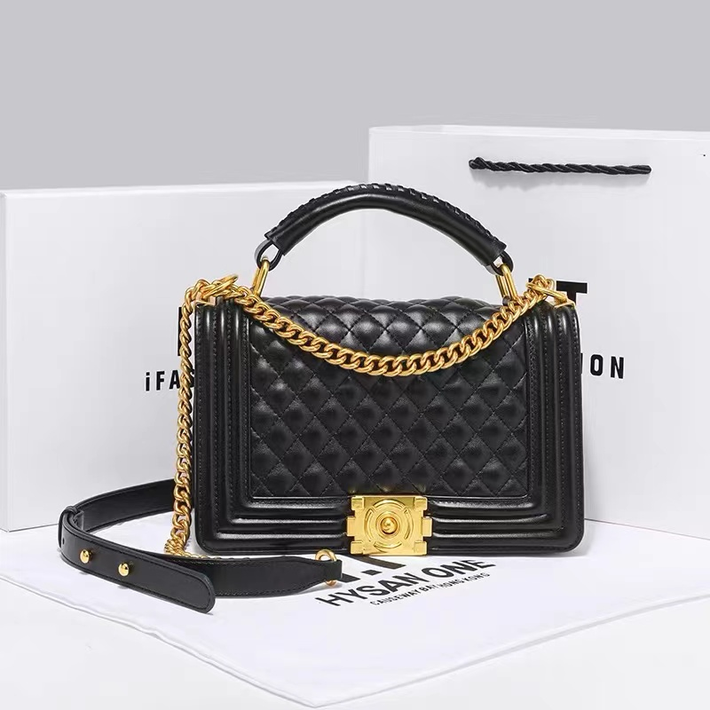 时尚小香风黑色链条包百搭单肩斜挎A0546
