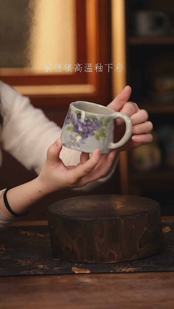 陶瓷 景德镇高温釉下手绘陶瓷@L080@