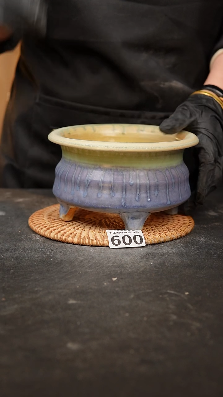 【闪购商品】瓷片600泥泥手工花盆口14高