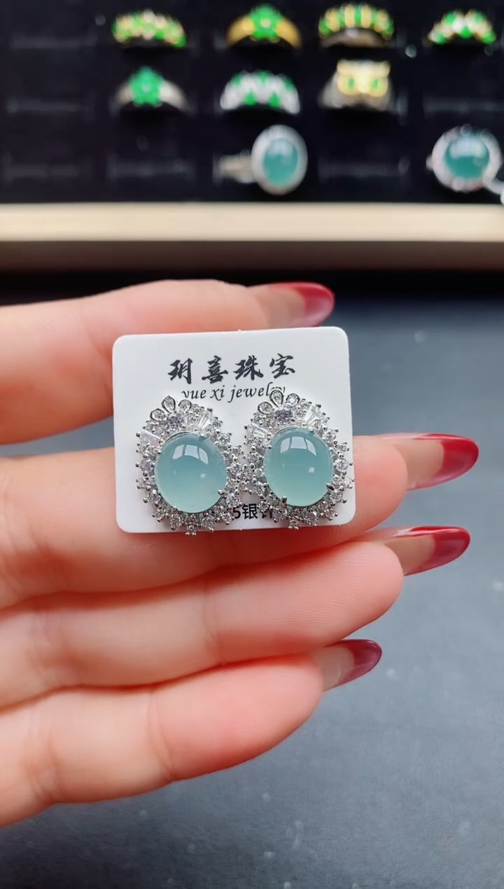 【闪购商品】翡翠耳饰银S925镶嵌321321