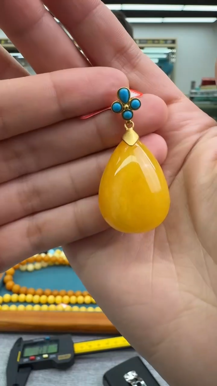 【闪购商品】琥珀颈饰银S925镶嵌秒拍号343