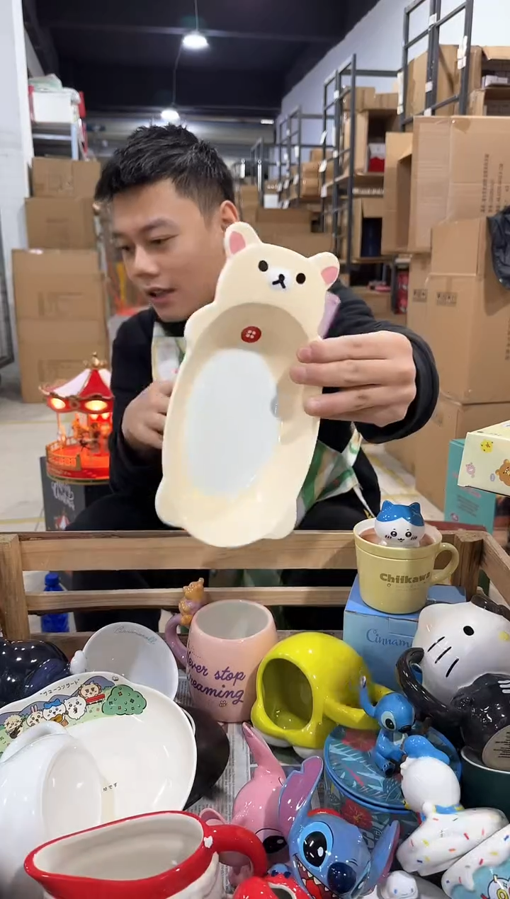 瓷片原盒熊妹浴缸盘