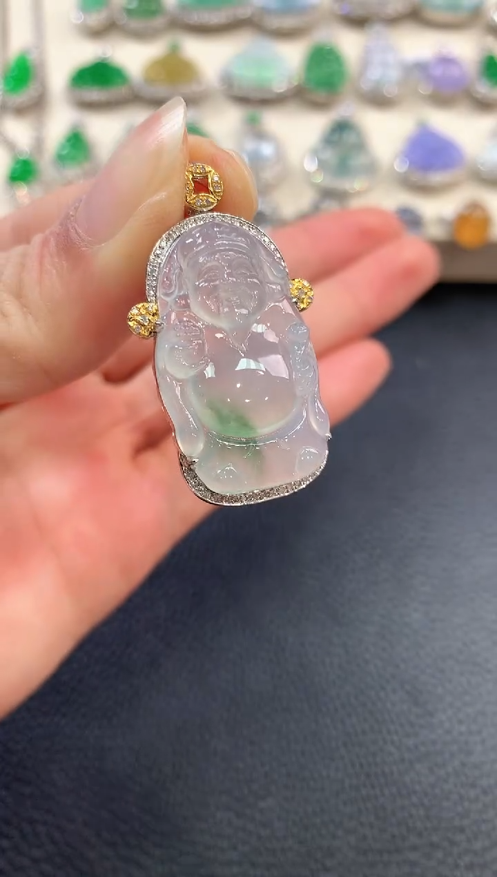 【闪购商品】翡翠吊坠(不含链)18K金镶嵌b72       