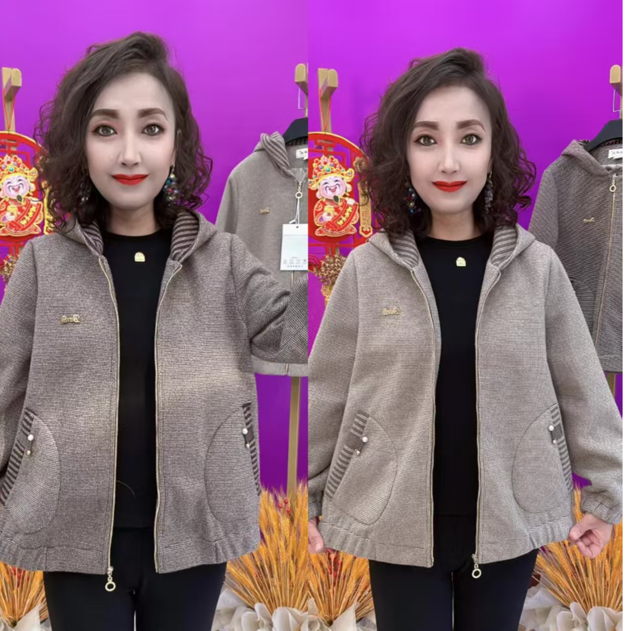 XU亿丽2510时尚女士带帽外套两版