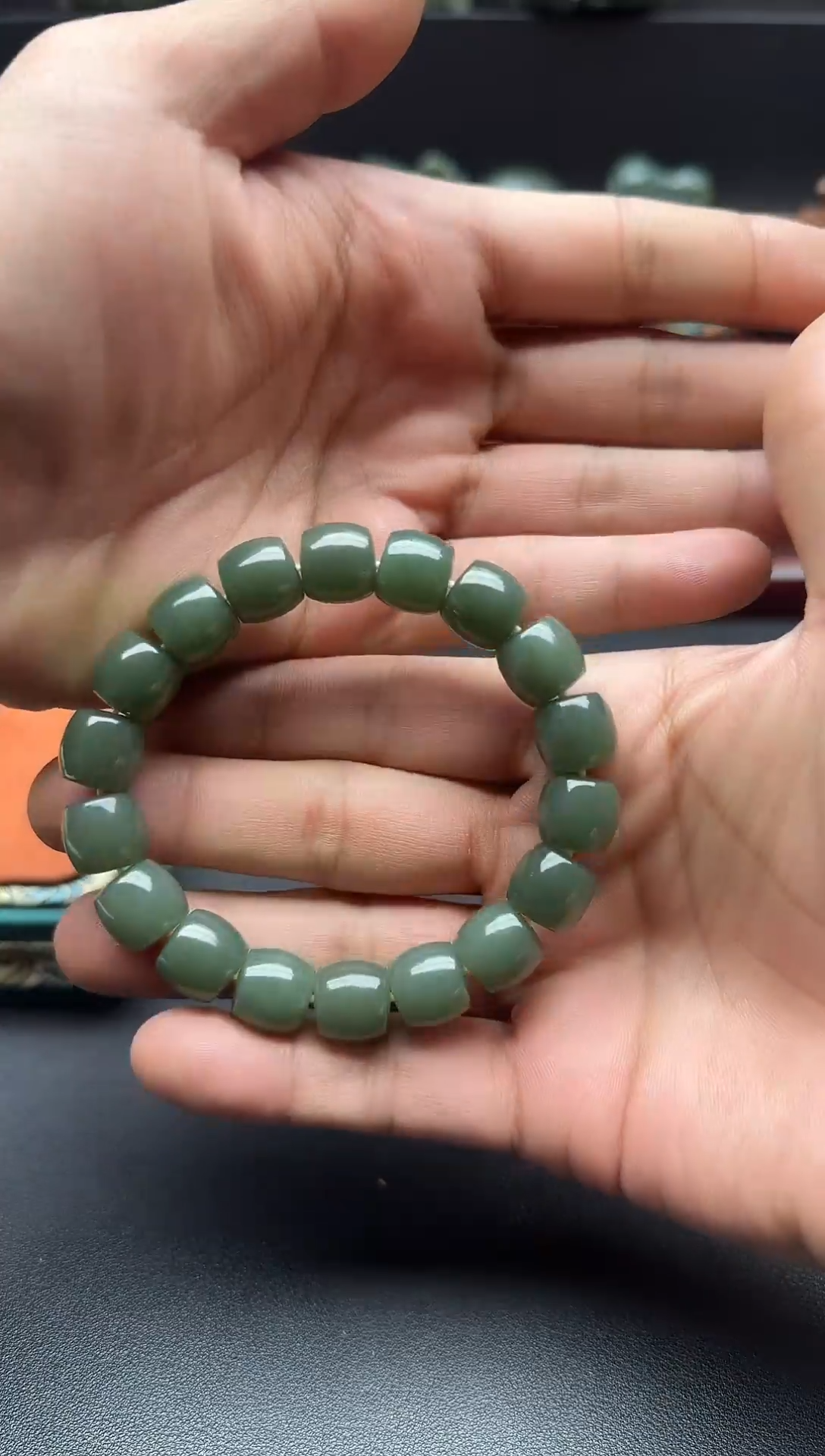 未镶嵌手串和田玉且末蓝卡12m直切手串