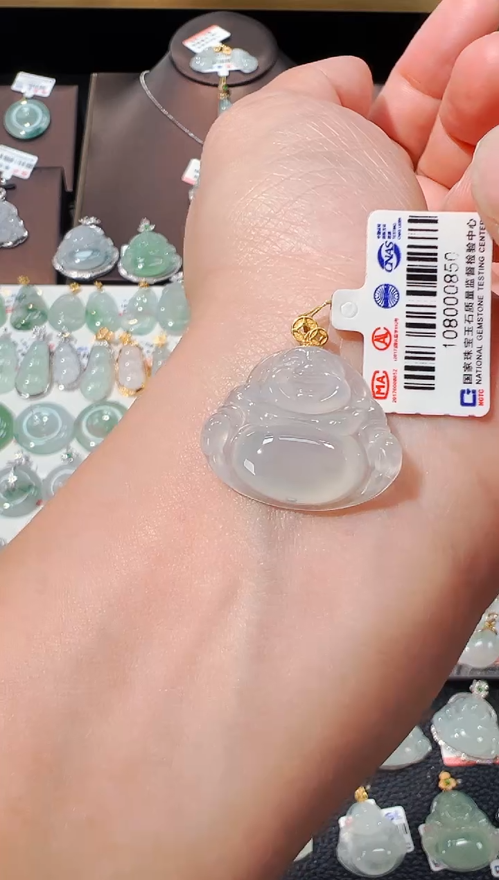 【闪购商品】翡翠吊坠(不含链)18K金镶嵌佛公吊坠850