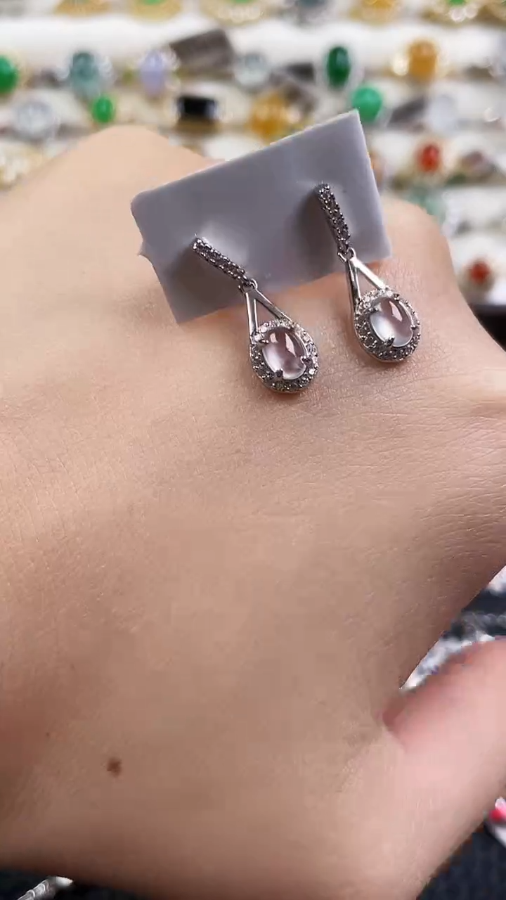 银S925镶嵌翡翠耳饰207