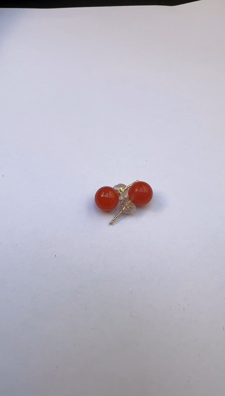 【闪购商品】南红玛瑙耳钉18K金镶嵌保山南红耳钉多样性发一H656