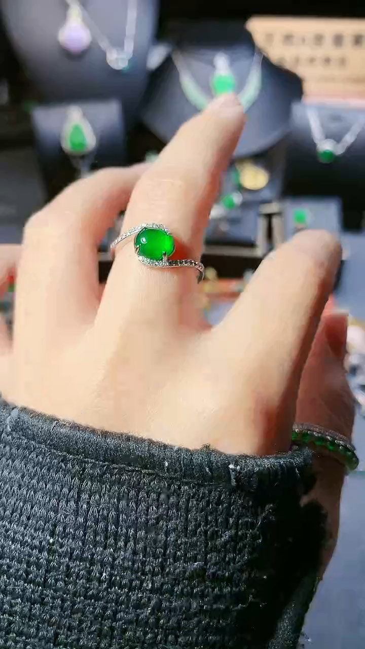 【闪购商品】翡翠戒指银S925镶嵌戒指